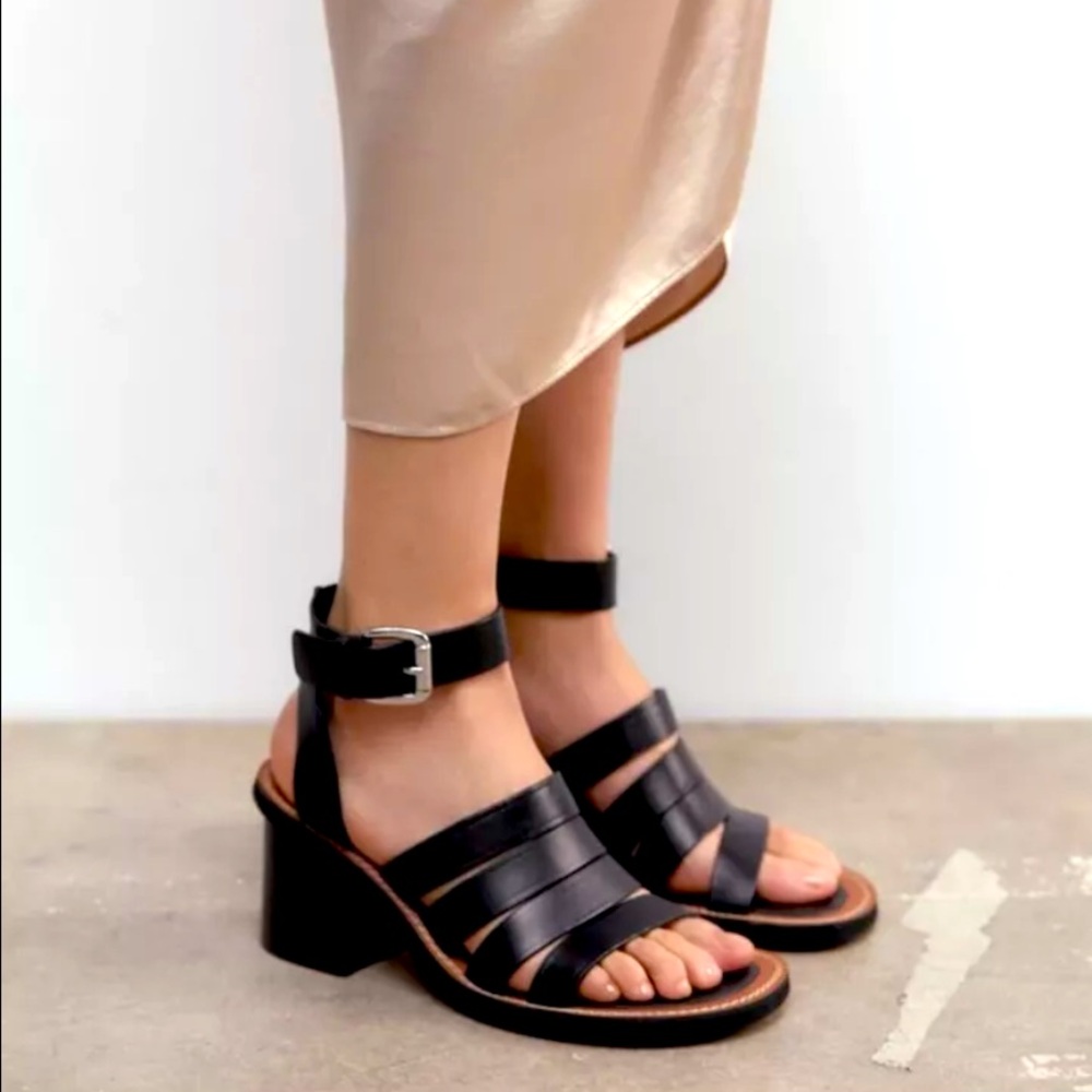 Zara limited edition pure leather strappy sandals - Picture 1 of 8